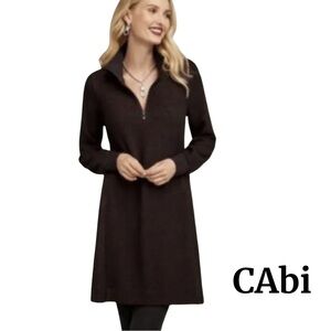 CAbi Cuddle Brushed Knit Sweater Dress with a Quarter-Zip Size Small